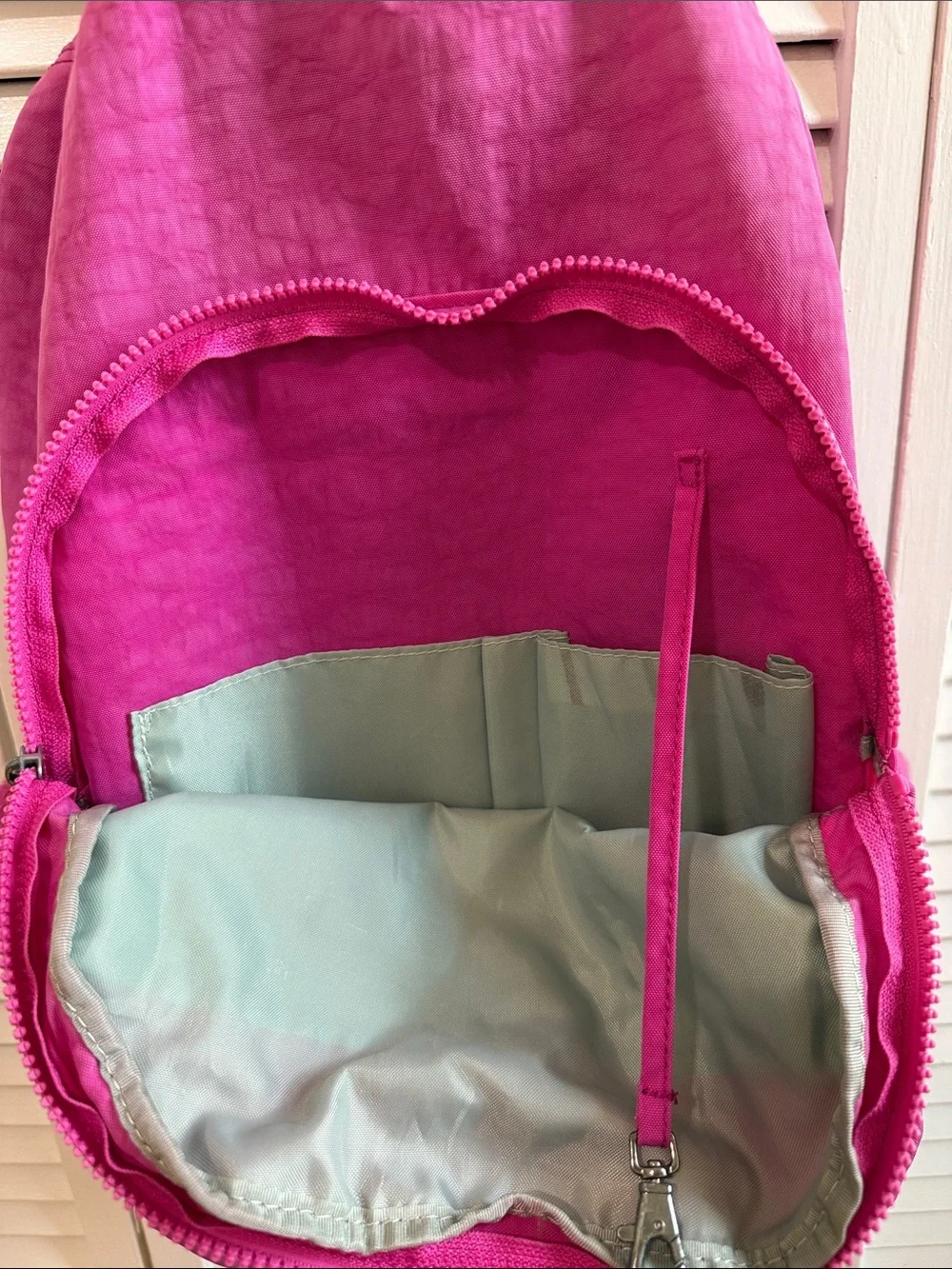 Kipling Bright Pink Kids Backpack with Monkey Charm
